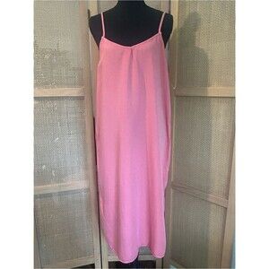 Thread & Supply Coral Pink Slip Midi Dress M NWT 100% Tencel Side Slits